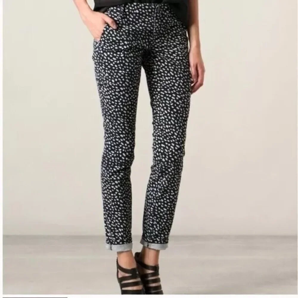 Tory Burch Walker Jeans Pants Size 25 Dotted Pony Print Denim Stretch Ankle‎